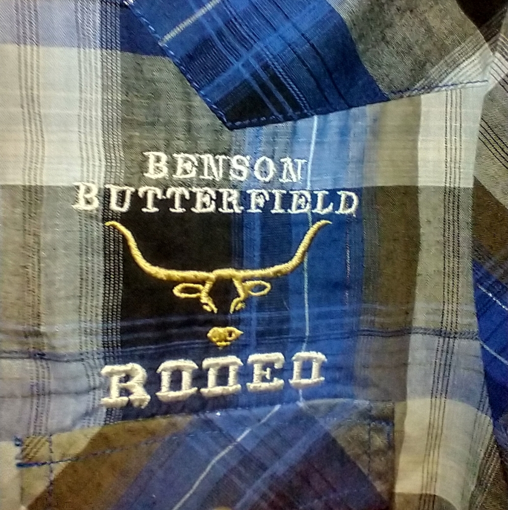 Roper Western Pearl Snap Long Sleeve Shirt Men's Large Benson Butterfield Rodeo - Picture 3 of 7